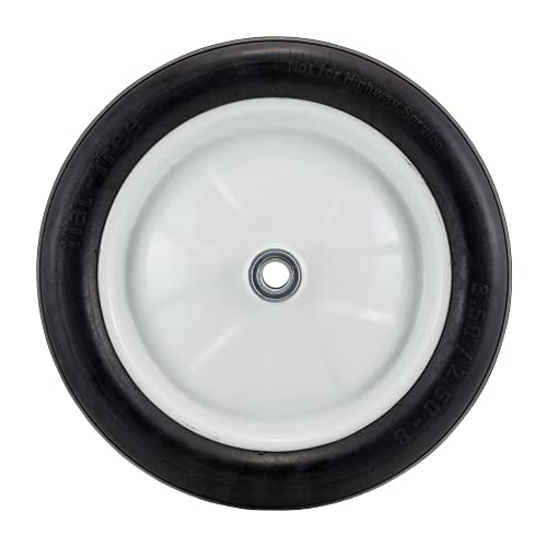 Marathon 3.50/2.50-8 Flat Free Replacement Wheelbarrow Tire on Wheel, Ribbed Tread, for Wheelbarrows, Lawn Trailers and Carts, also Replaces sizes 4.00-6 and 3.25-8, 3" Centered Hub, 3/4" Bearings . - Image 4