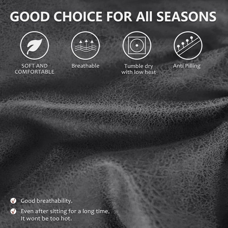 ANARACHON Leather Look Couch Arm Covers Set of 2 Armrest Covers for Sofa Chair Arm Protectors Stretch Armchair Slipcovers with Pockets Washable Spandex Fabric (Medium, Light Grey) - Image 5