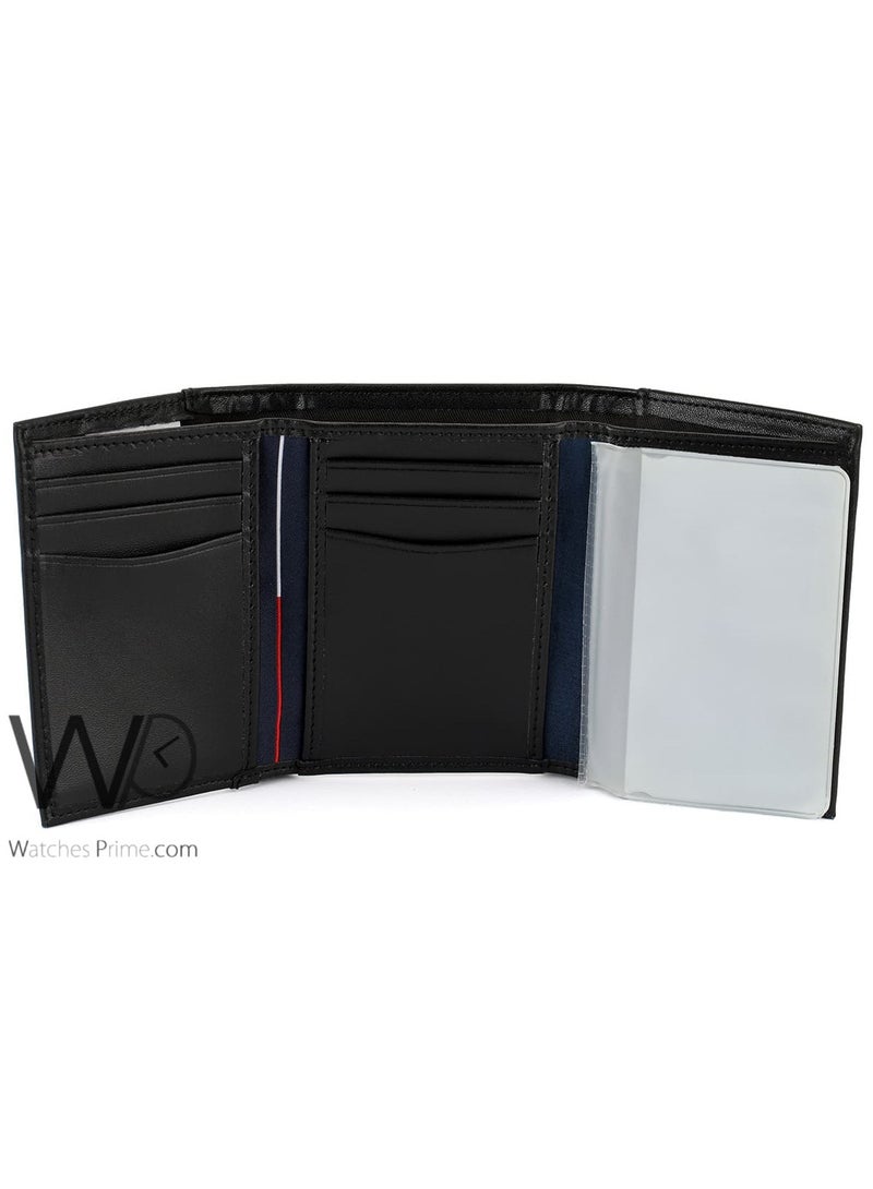 Tommy Icons Tommy Hilfiger Oxford Slim Cambridge Natural Leather Triple Folding Wallet for Men in Black - Image 3