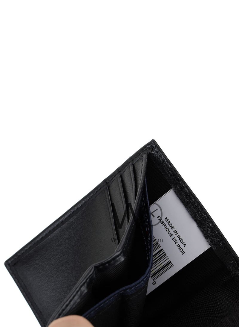 Tommy Icons Tommy Hilfiger Oxford Slim Cambridge Natural Leather Triple Folding Wallet for Men in Black - Image 4