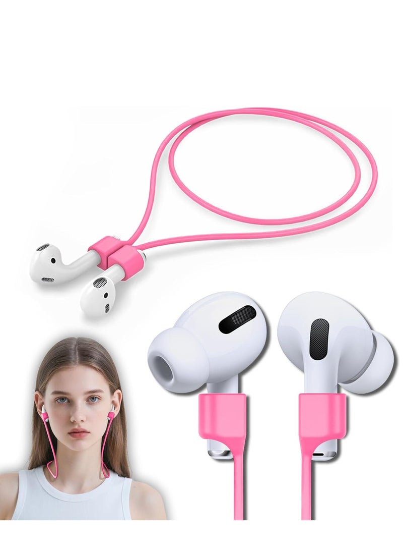 Generic Colorful Magnetic Straps For AirPods Soft Silicone Lanyard Compatible With Airpods - PINK  - Image 1