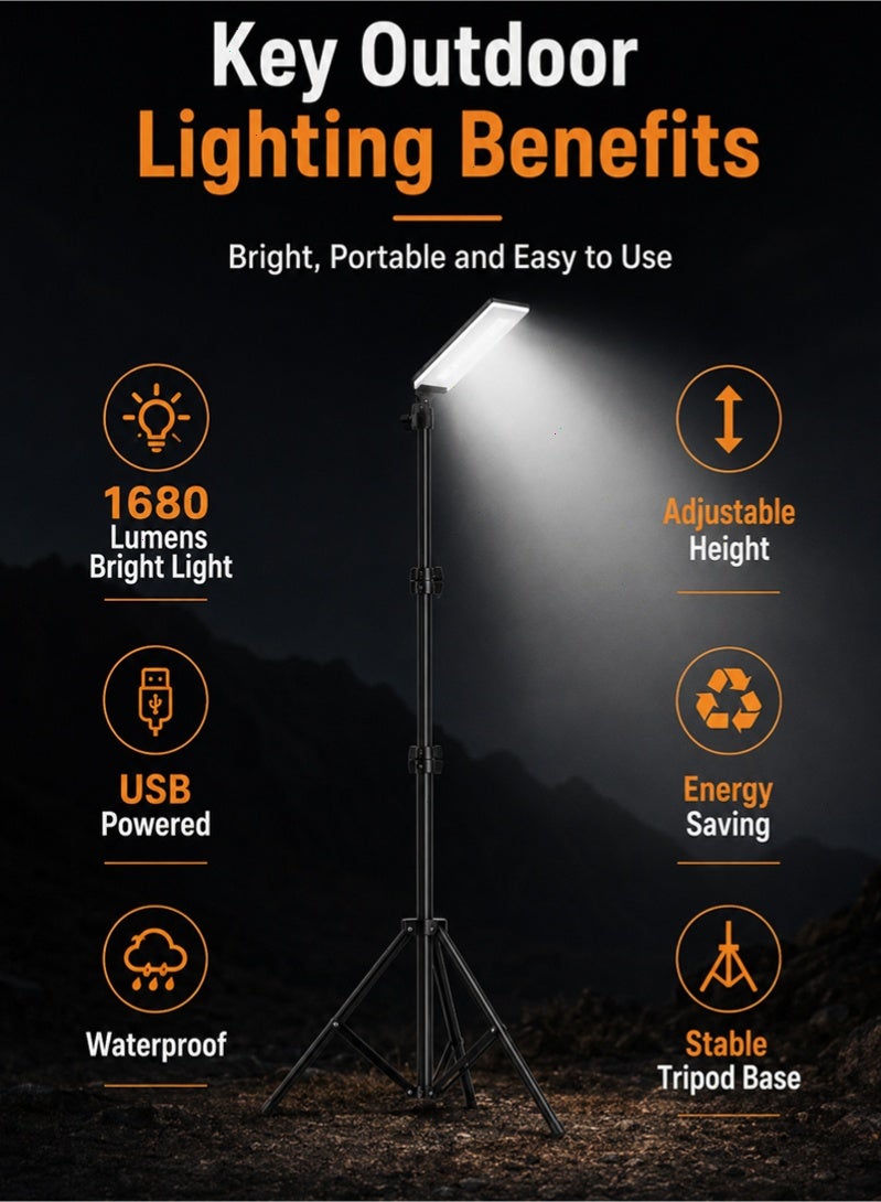 توبيتش مصباح تخييم LED قابل للتعديل مزود بحامل ثلاثي القوائم - مصباح تخييم آمن ومقاوم للماء بجهد 12 فولت، مصباح خيمة يعمل عبر منفذ USB، مناسب للتخييم في الصحراء في الهواء الطلق، والحدائق، ومواقع البناء - Image 4