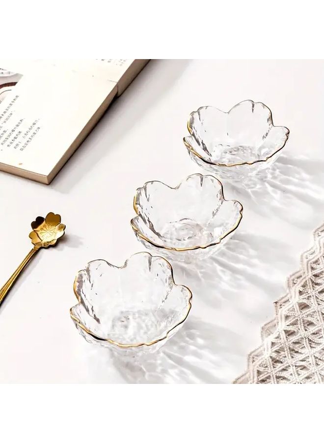 3pcs Golden Edge Cherry Blossom Glass Dipping Bowls Set Elegant Snack Dessert Fruit Sauce Dish For Home Kitchen Restaurant - Image 2