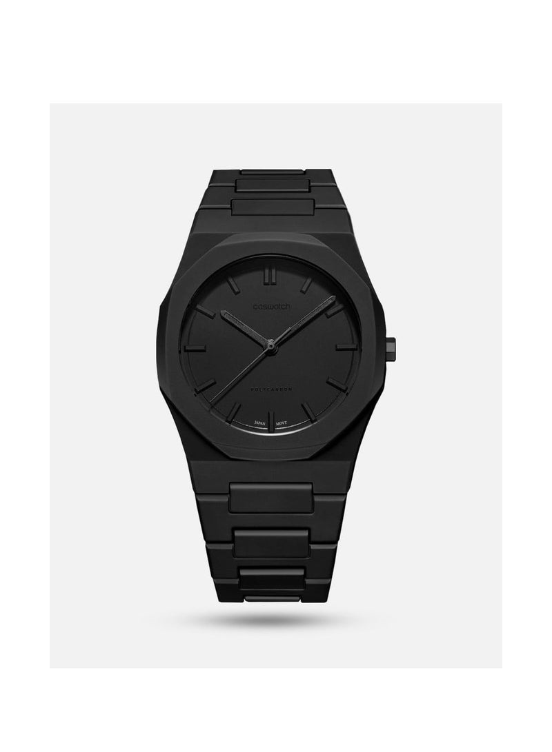 Men's watch with black carbon strap 