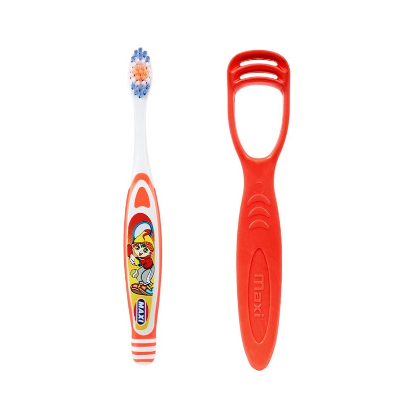 MAXI Oral Care Combo of 8-4 Bunty Bubli Junior Kids Soft Toothbrush & 4 TC - 1 Number Tongue Cleaner - Image 1