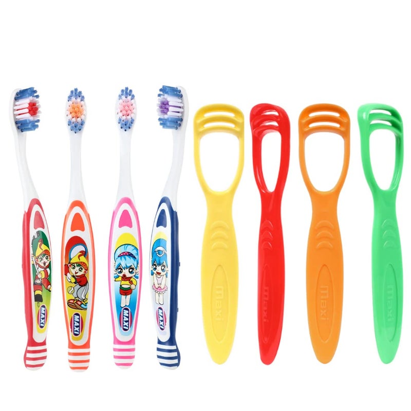 MAXI Oral Care Combo of 8-4 Bunty Bubli Junior Kids Soft Toothbrush & 4 TC - 1 Number Tongue Cleaner - Image 2