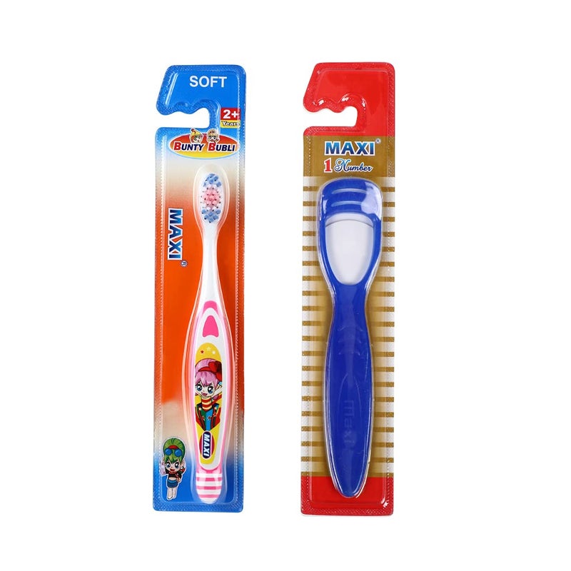 MAXI Oral Care Combo of 8-4 Bunty Bubli Junior Kids Soft Toothbrush & 4 TC - 1 Number Tongue Cleaner - Image 3