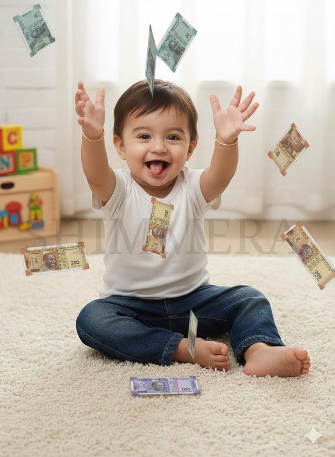 Shimmera Primium Quality Kids Playing Fake Rupees Cash Bundles 60 Notes for Kids, Educational Toy Money Pack Nakli Note Set All New 10 | 20 | 50 | 100 | 200 | 500 Artificial Playing Currency - Image 3