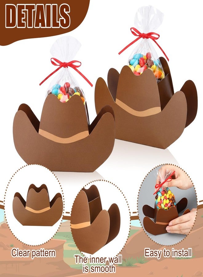 Epakh 24 Sets 3D Western Cowboy Hat Gift Boxes with Opp Bags and Red Ribbons Wild West Candy Party Favors Food Snack Goodie Boxes Containers for Vbs Rodeo Theme Birthday Party Decorations Supplies - Image 4