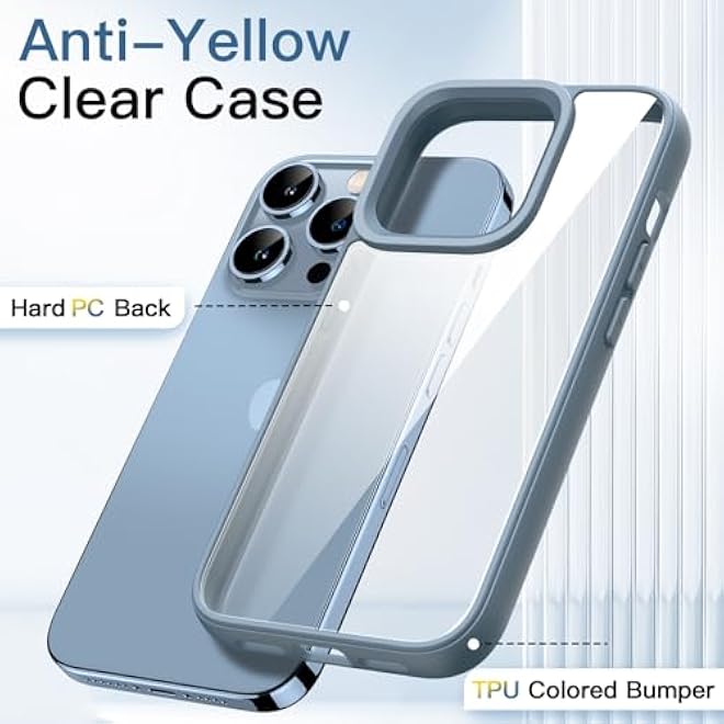 JETech Case for iPhone 13 Pro Max 67Inch Shockproof Phone Bumper Cover Solid Color Matte TPU Frame AntiScratch Clear Back Sierra Blue - Image 3
