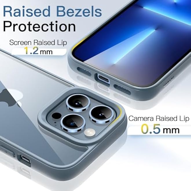 JETech Case for iPhone 13 Pro Max 67Inch Shockproof Phone Bumper Cover Solid Color Matte TPU Frame AntiScratch Clear Back Sierra Blue - Image 5