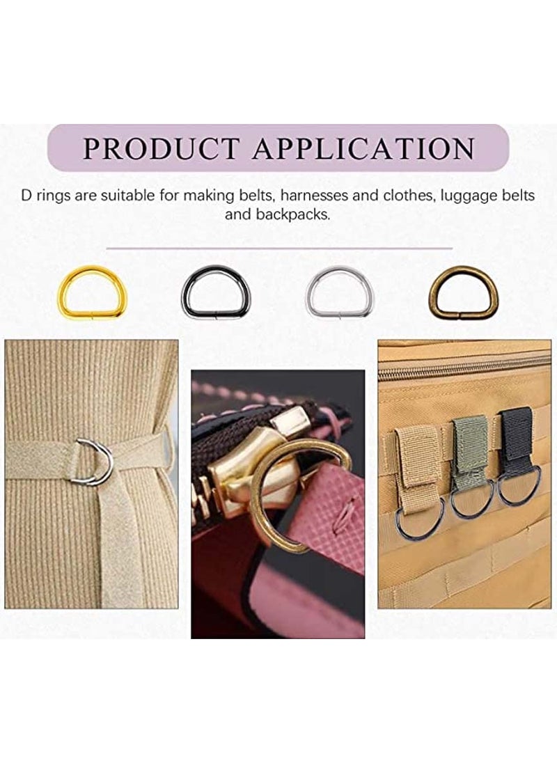 DIY Crafts DIY Crafts 10 Pcs Bright Gold Silver Heavy Duty Metal D Ring Non Welded DRings Assorted MultiPurpose SemiCircular D Ring for Hardware Bags Ring10 Pcs Bright Gold  - Image 2