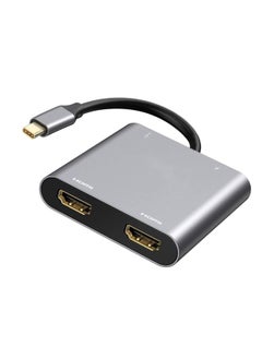 Y&D USB C to Dual HDMI Adapter, 4 in 1 Type Hub with 2 (4K@30Hz) / USB3.0/ PD Charging, HD Screen Display USB-C Docking Station for Windows, MacOS  - Image 1
