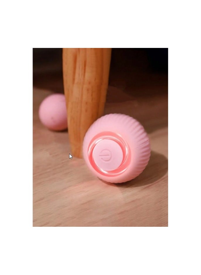 Sky Tech 360 Degree Rotating Self Moving Mini Rubber Smart Ball Pet Cat Playing Ball with Internal Battery, USB Charging, Light and Self Vibration Pink  - Image 1