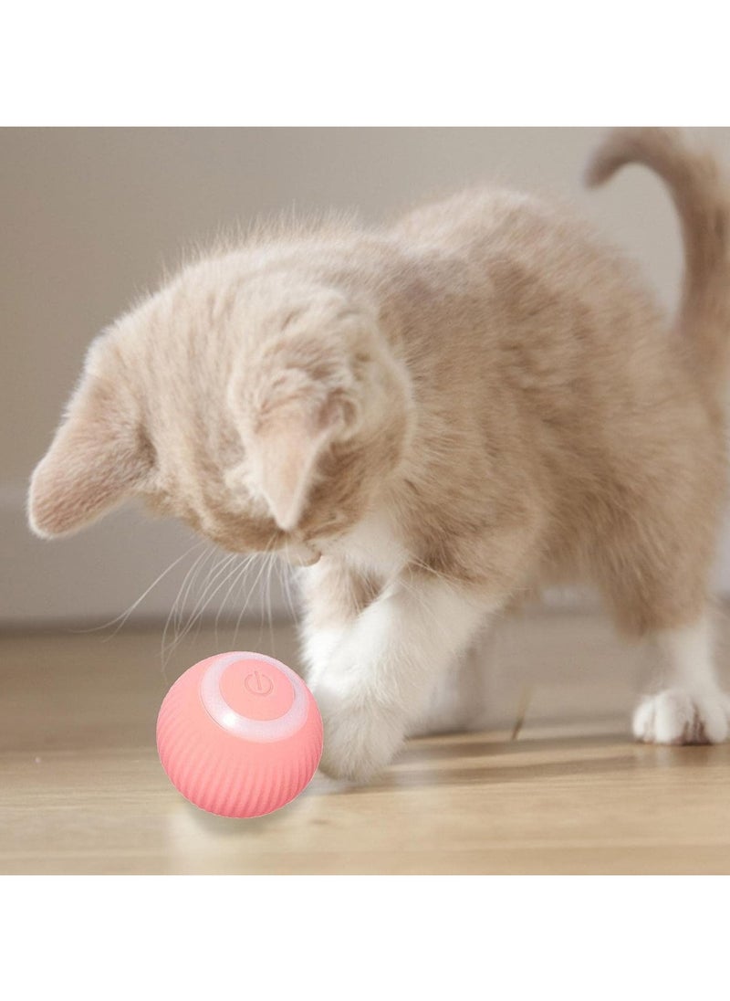 Sky Tech 360 Degree Rotating Self Moving Mini Rubber Smart Ball Pet Cat Playing Ball with Internal Battery, USB Charging, Light and Self Vibration Pink  - Image 2