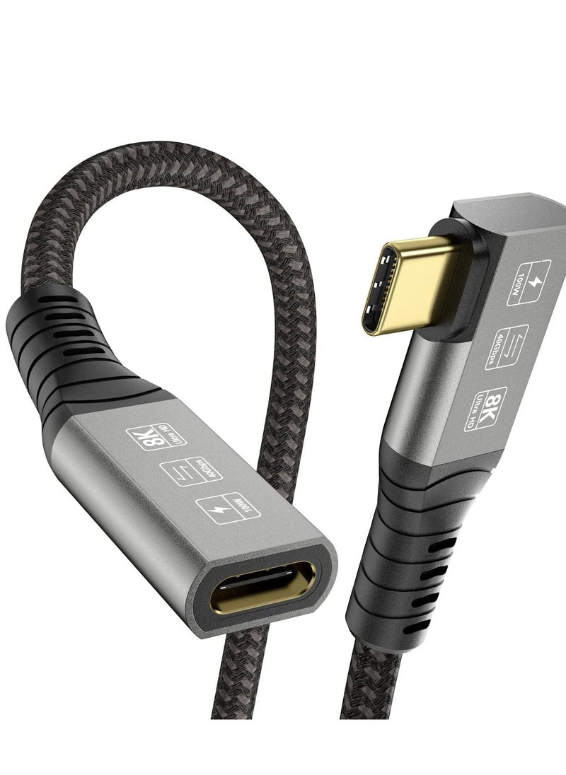 Y&D USB 4 Type-c Male Angle to Female Extension Cable Ultra HD 8K 60Hz 100W Charging 40Gbps Data Transfer Compatible with External SSD eGPU USB-C Docking  - Image 1