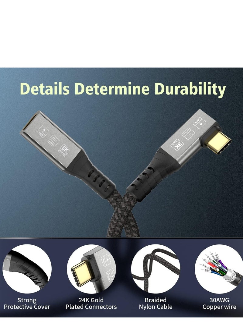 Y&D USB 4 Type-c Male Angle to Female Extension Cable Ultra HD 8K 60Hz 100W Charging 40Gbps Data Transfer Compatible with External SSD eGPU USB-C Docking  - Image 3