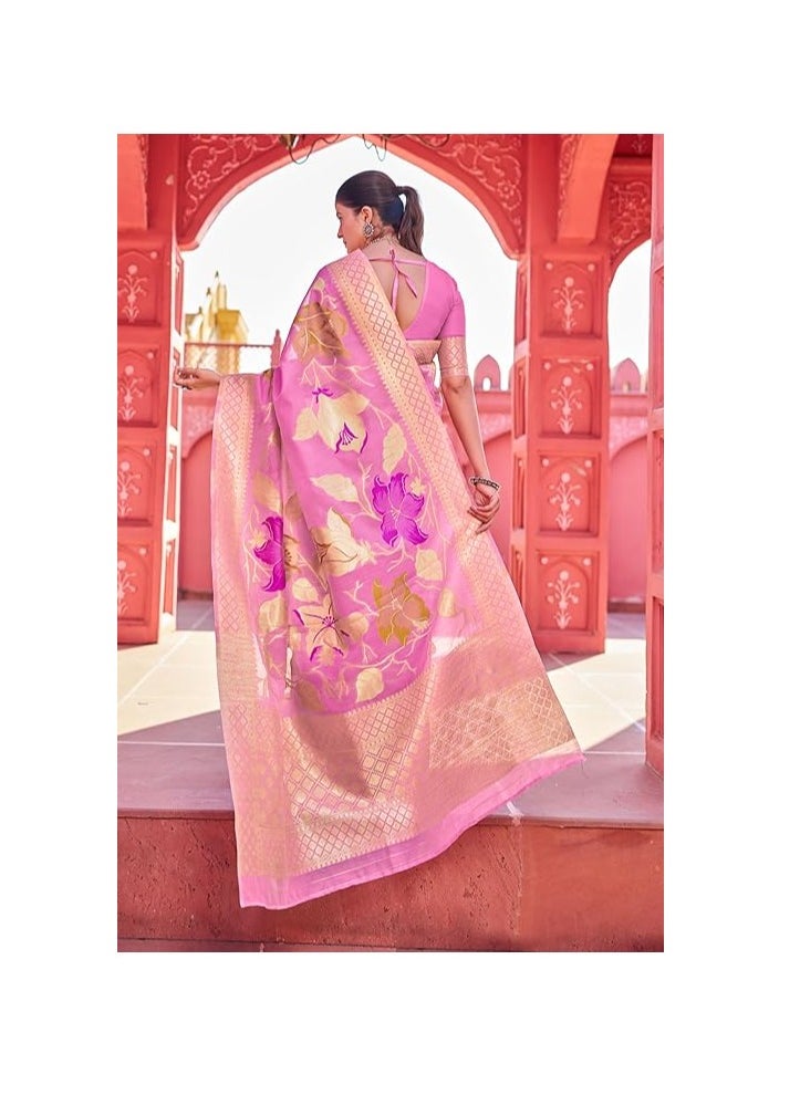Accessorize Kingdom - Womens kanjivaram Banarasi Silk Saree Patola saree with Unstitched blouse piece - Image 1