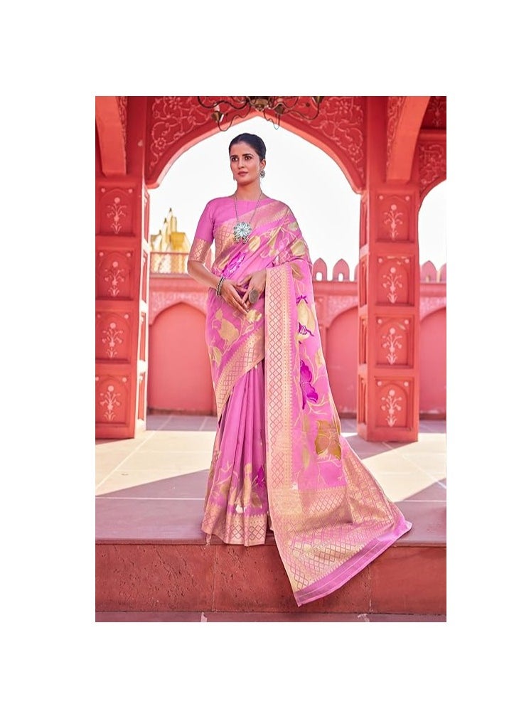 Accessorize Kingdom - Womens kanjivaram Banarasi Silk Saree Patola saree with Unstitched blouse piece - Image 1