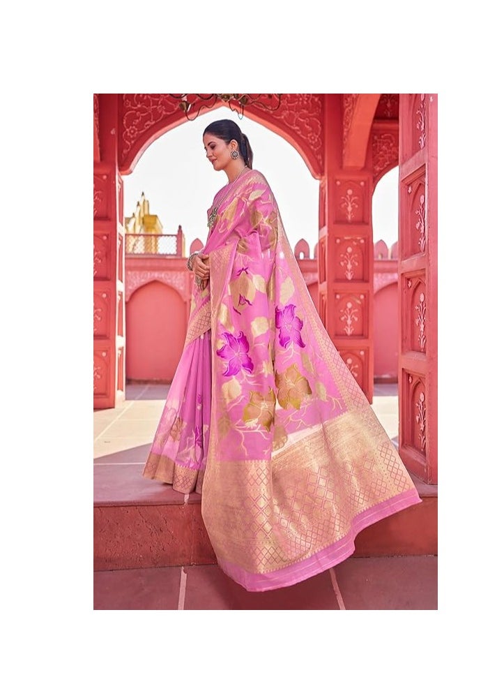 Accessorize Kingdom - Womens kanjivaram Banarasi Silk Saree Patola saree with Unstitched blouse piece - Image 1