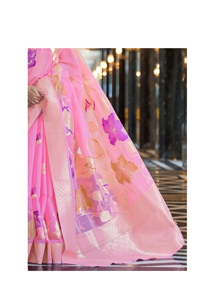 Accessorize Kingdom - Womens kanjivaram Banarasi Silk Saree Patola saree with Unstitched blouse piece - Image 1