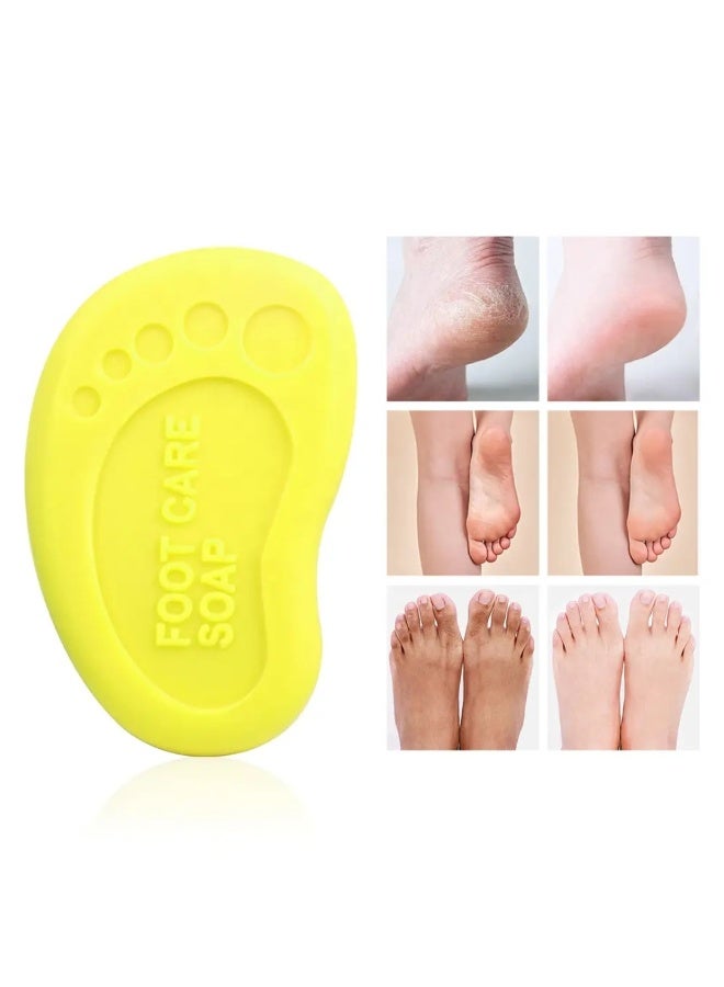 Aichun beauty صابون العناية بالقدمين بالموز 80 جرام إزالة الأوساخ وإزالة الروائح الكريهة إصلاح القدمين الجافة والمتشققة والخشنة مغذي ومضيء وملين صابون القدمين الصلب بالموز مع الحليب وزيت اللوز - Image 2