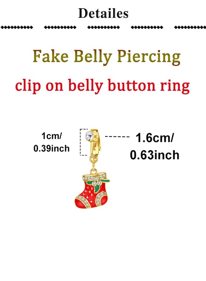 QWALIT أقراط سرة مزيفة من QWALIT، مشبك سرة مزيف للنساء، قابلة للتعديل، لطيفة ورقيقة، لون ذهبي أحمر، مجوهرات سرة مزيفة مريحة بدون ثقب، هدية مثالية لعيد الميلاد - Image 3