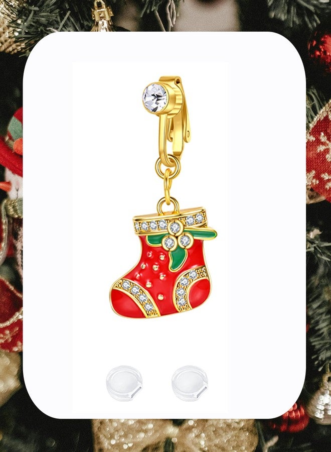 QWALIT أقراط سرة مزيفة من QWALIT، مشبك سرة مزيف للنساء، قابلة للتعديل، لطيفة ورقيقة، لون ذهبي أحمر، مجوهرات سرة مزيفة مريحة بدون ثقب، هدية مثالية لعيد الميلاد - Image 4