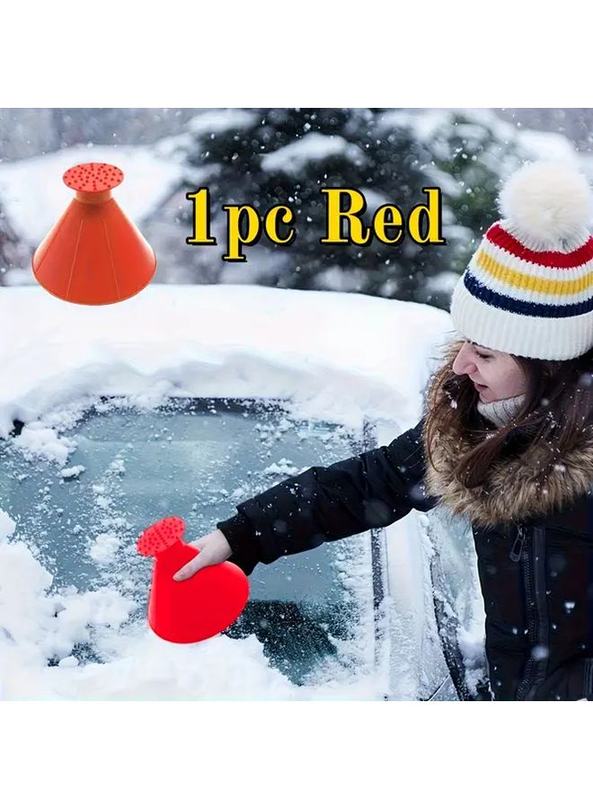 Red 5 in 1 Manual Ice Scraper and Snow Shovel Heavy Duty Windproof Car Tool for Winter - Image 1