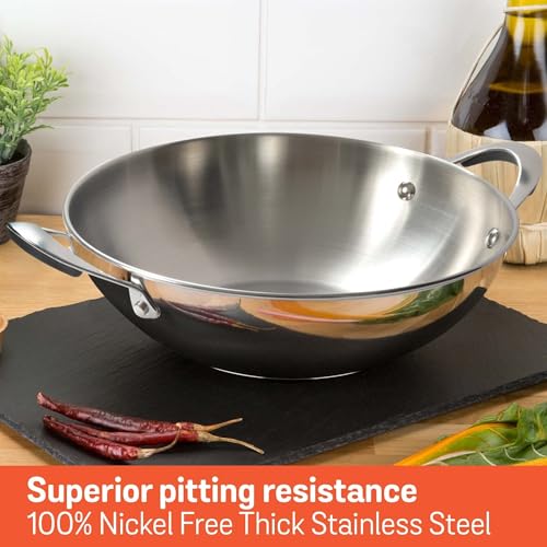 Meyer Select Nickel Free Stainless Steel Kadai with Glass Lid | Steel Kadhai with Triply Base for Deep Frying | Gas and Induction Compatible, 22cm/ 1.91 Liters, Silver - Image 5