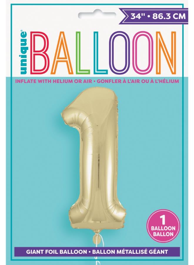 Unique 34" Gold Foil Number 1 Balloon - Image 2
