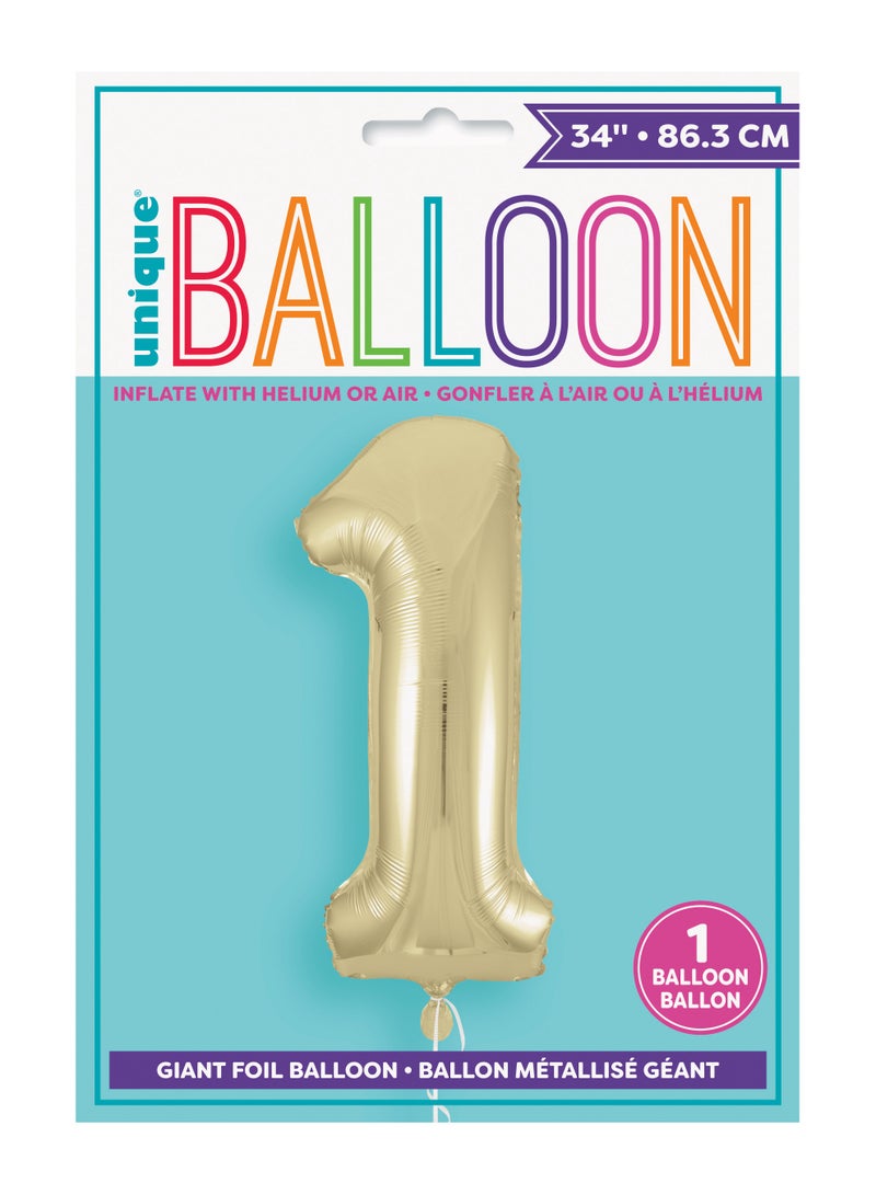 Unique 34" Gold Foil Number 1 Balloon - Image 3