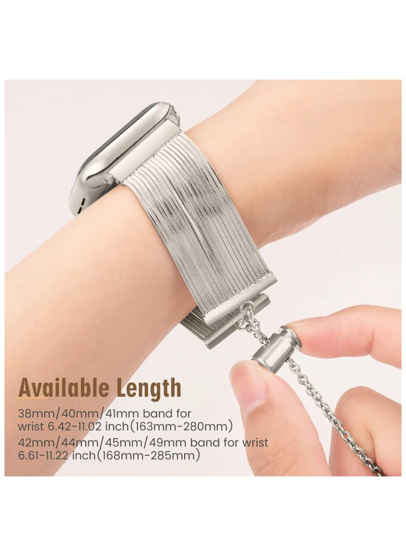 O Ozone - Stainless Steel Tassel Band For Apple Watch Series 10 9 8 7 6 5 4 SE, 38/40/41/42mm Dressy Chain Metal Wristband Strap - Gold - Image 1