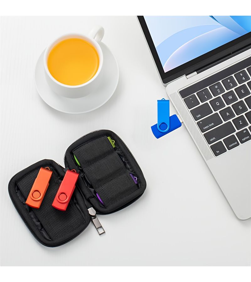 حزمة 6 قطع من محركات أقراص فلاش USB 2.0 بسعة 128 ميغابايت مع حقيبة تخزين لنقل البيانات - Image 5