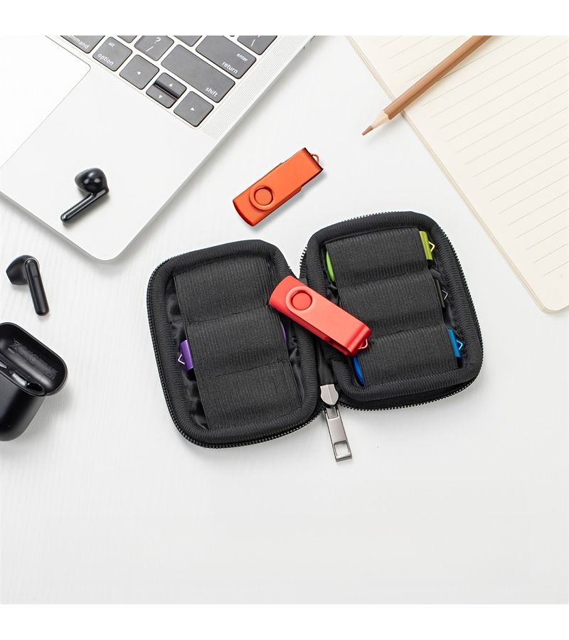 حزمة 6 قطع من محركات أقراص فلاش USB 2.0 بسعة 128 ميغابايت مع حقيبة تخزين لنقل البيانات - Image 1
