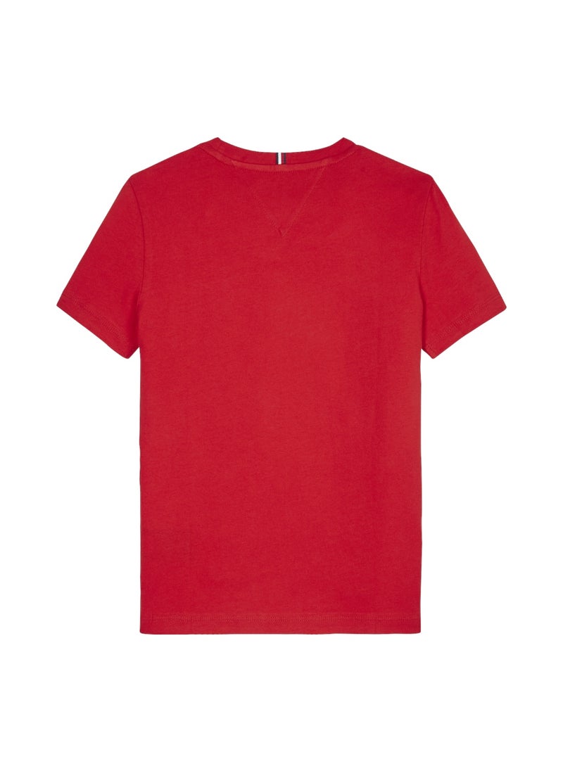 TOMMY HILFIGER Kids' Essential Organic Cotton Logo T-Shirt - Cotton, Red  - Image 4
