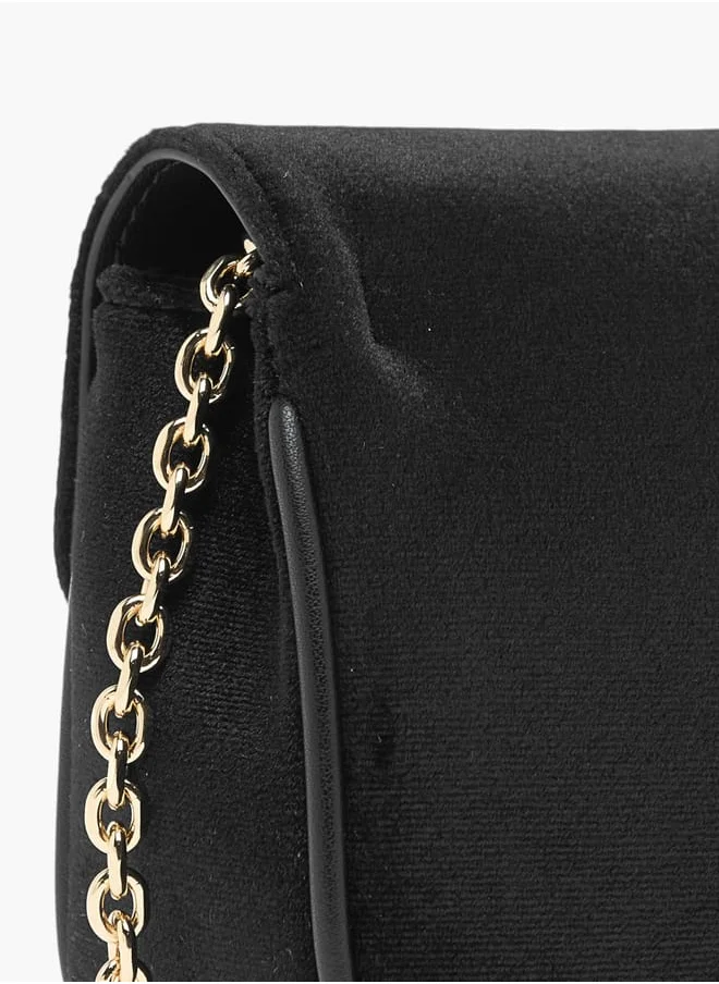 Celeste Womens Embellished Crossbody Bag With Chain Strap And Flap Closure