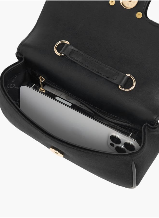 Womens Embellished Crossbody Bag With Chain Strap And Flap Closure
