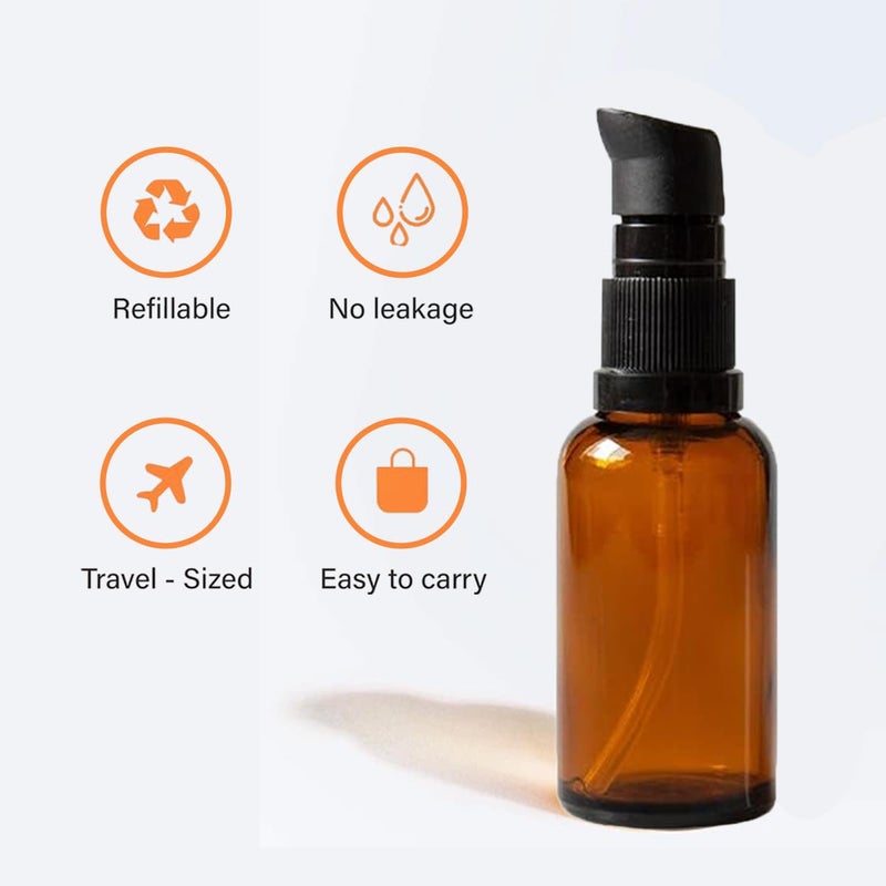 TUPWEL 2PCS Upscale Amber Glass Refillable Pump Press Lotion Bottles Container Jars Pot For Makeup Foundations Cosmetic Skin Care Cream Emulsion Essential Oils(100ml / 3.4oz) - Image 4