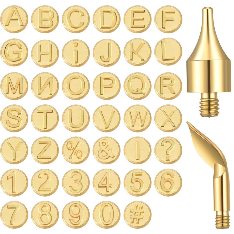 Lothee 43 Pcs Wood Burning Tips Kit Wood Burning Letters Numbers Alphabet Stamps Stencils Templates for Embossing Branding Crafts Personalization Tools Gift for DadAlphanumeric