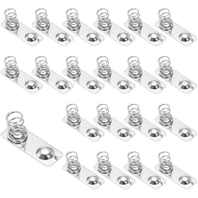 20 PCS BATTERY METAL SPRING CONTACT PLATE 20MM X 7MM NEGATIVE POSITIVE BIPOLAR CONVERSION NICKELING PLATE FOR BATTERY HOLDER AND ELECTRONIC TOYS - Image 1