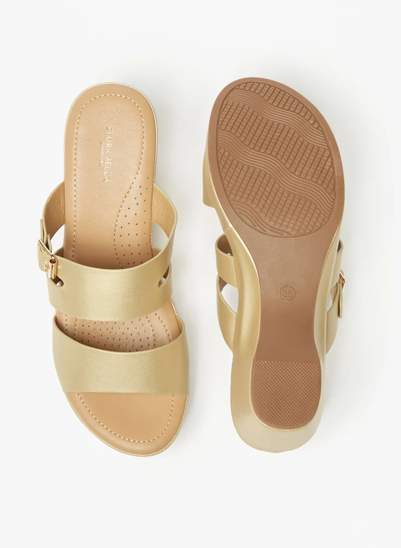 فلورا بيلا من شو إكسبرس Womens Solid Slip On Strap Sandals With Buckle Accent By Shoexpress