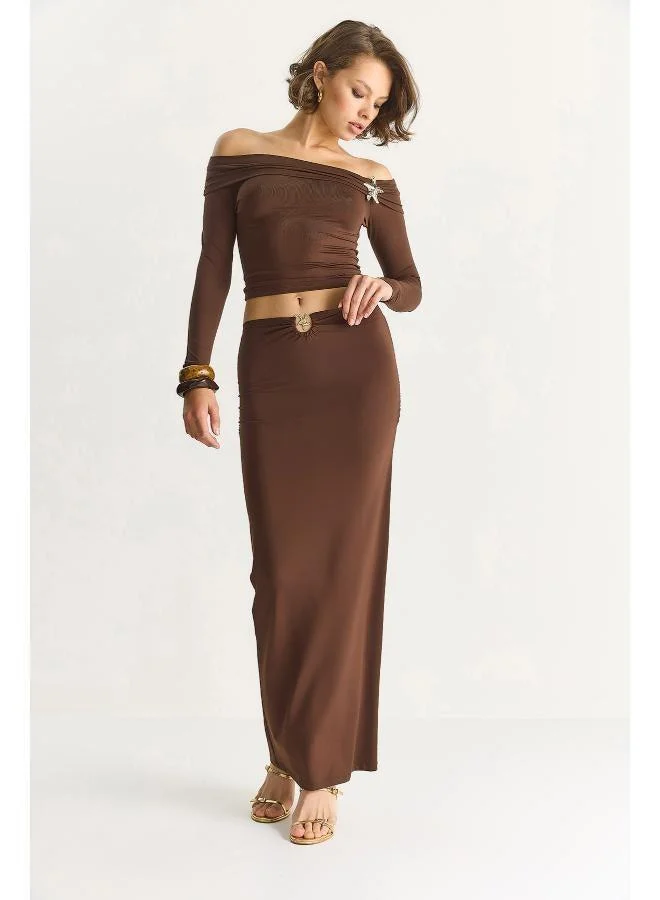 Ginger Off Shoulder Ruched Top & Skirt Coord Set
