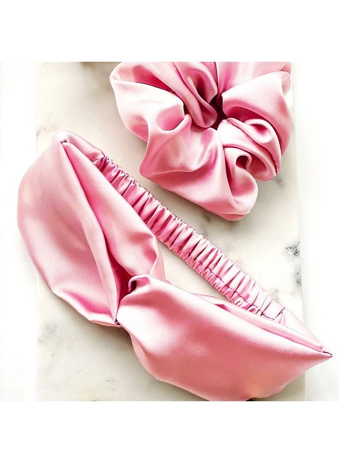 PROLIXR S Pink Satin Cross Knot Headband For Women Double Twist Head Wrap No Hair Breakage Pulling & Tugging Soft Elastic & Comfortable Stretch - Image 5
