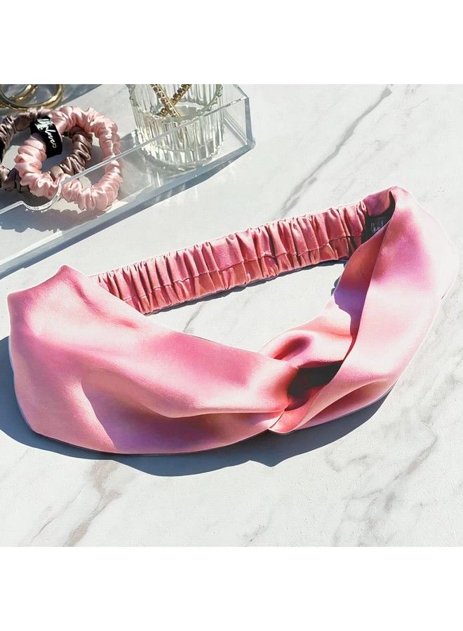 PROLIXR S Pink Satin Cross Knot Headband For Women Double Twist Head Wrap No Hair Breakage Pulling & Tugging Soft Elastic & Comfortable Stretch - Image 3