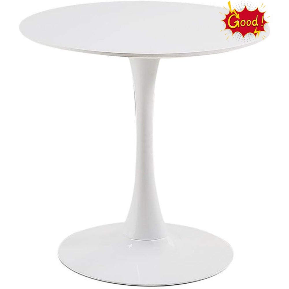 White Round Table Tulip Shaped Round Small Table for Cafe, Kitchen, Office Visitors White