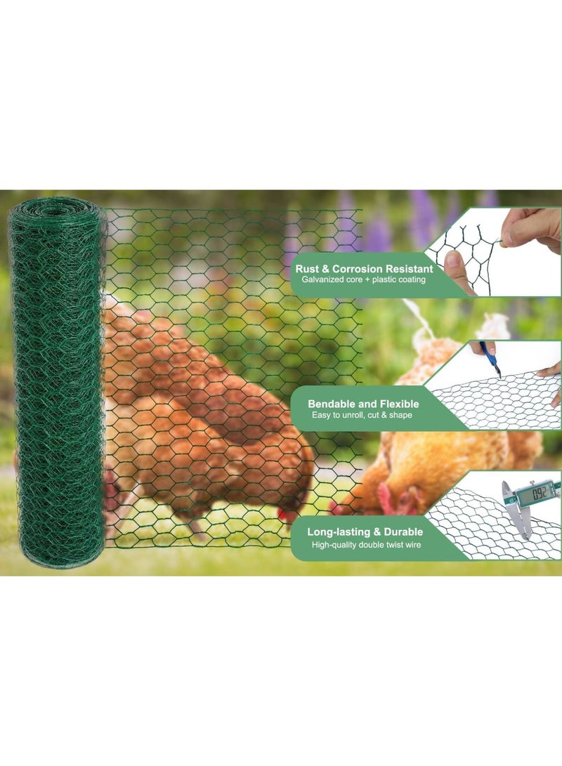 Barakah سلك دجاج لترتيبات الزهور، شبكة سلكية سداسية مطلية بـ PVC مجلفن، شبكة مرنة ومقاومة للصدأ لتسييج الحدائق، مشاريع DIY، ديكور المنزل (أخضر، 15.7 × 157 بوصة) - Image 5