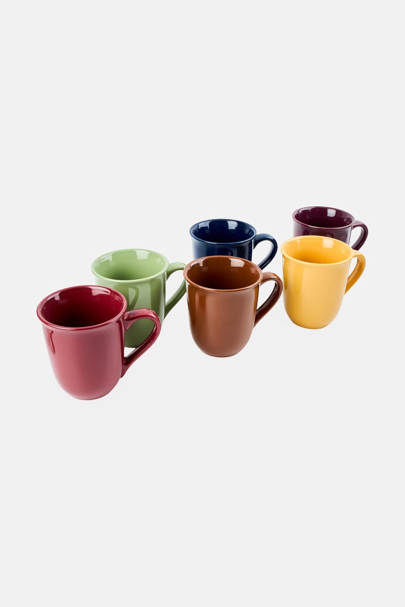 Gibson Home 7 Pieces Stoneware Mug Set With Metal Rack, Multicolor - Image 3