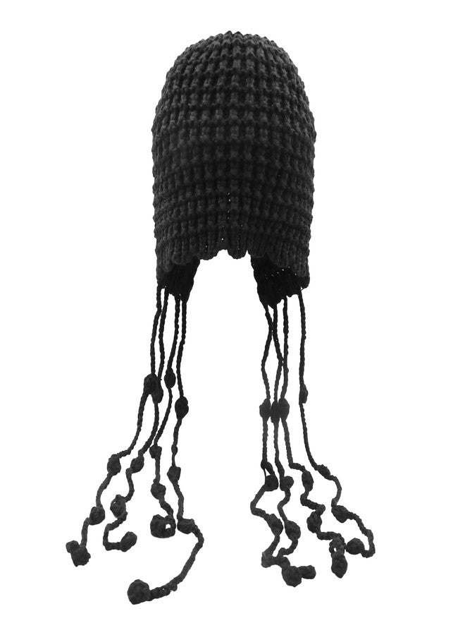 Suillty Women Girls Winter Handmade Crochet Knitted Beanie Hat Cute Tassel Earflap Hat Outdoor Skull Caps - Image 5