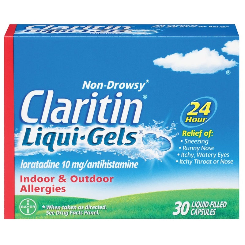 Claritin كلاريتين ليكوي-جيلز 24 ساعة تخفيف الحساسية، دواء مضاد للحساسية غير مسبب للنعاس، كبسولات لوراتادين، 30 عدداً - Image 1